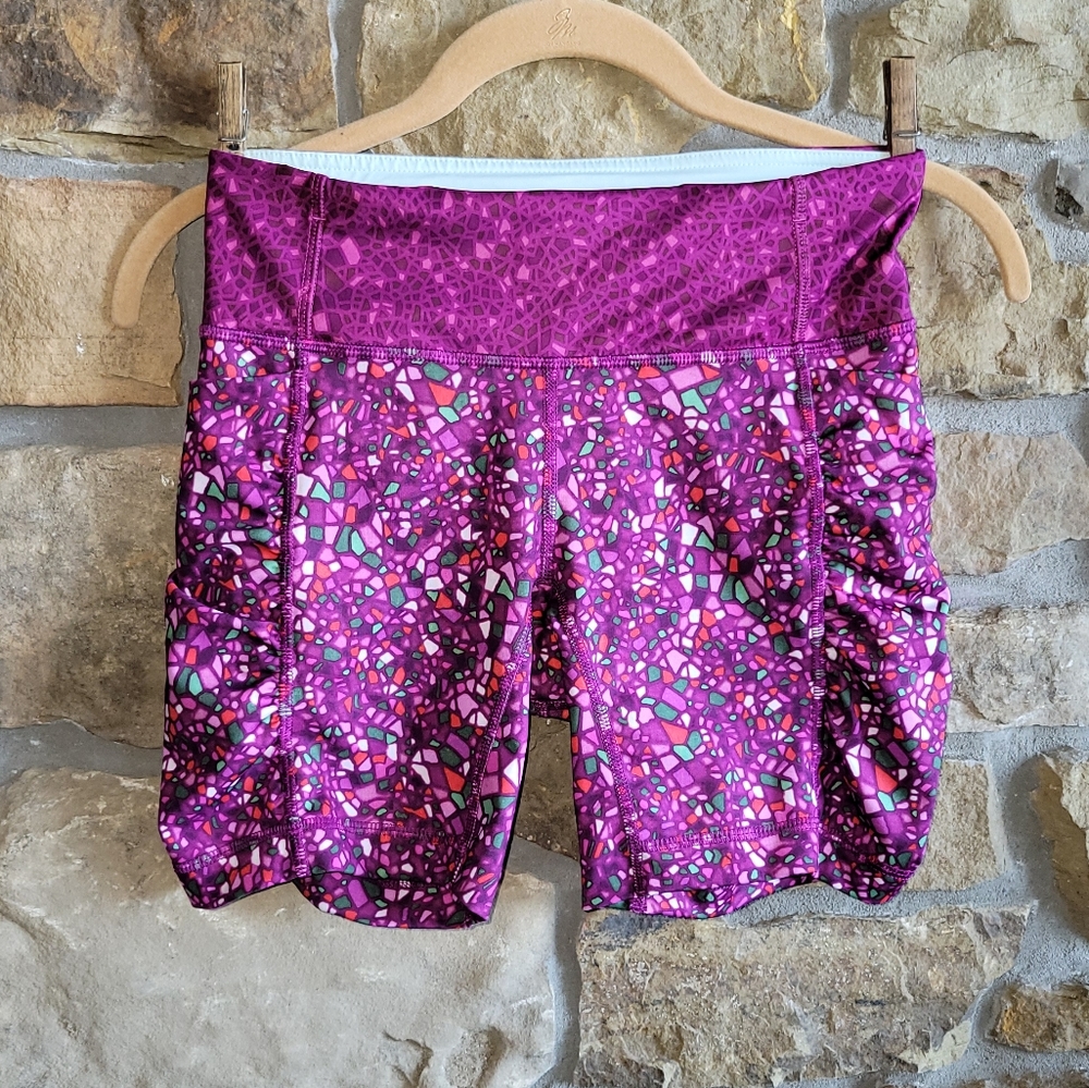 Lululemon Speed Track Biker Shorts 4 Paradise Geo Regal Plum Multi
